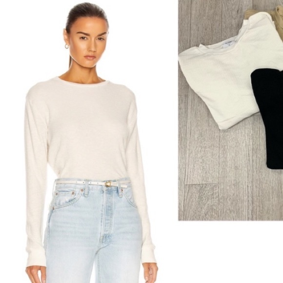 Re/Done Originals LS Thermal Tee Shirt in Vintage White Round neck NWOT Small - Picture 10 of 10